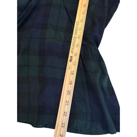 J.Crew Mercantile Black Watch Plaid Wrap Top Size 0 Belted V-Neck Peplum Blouse - Picture 8 of 11
